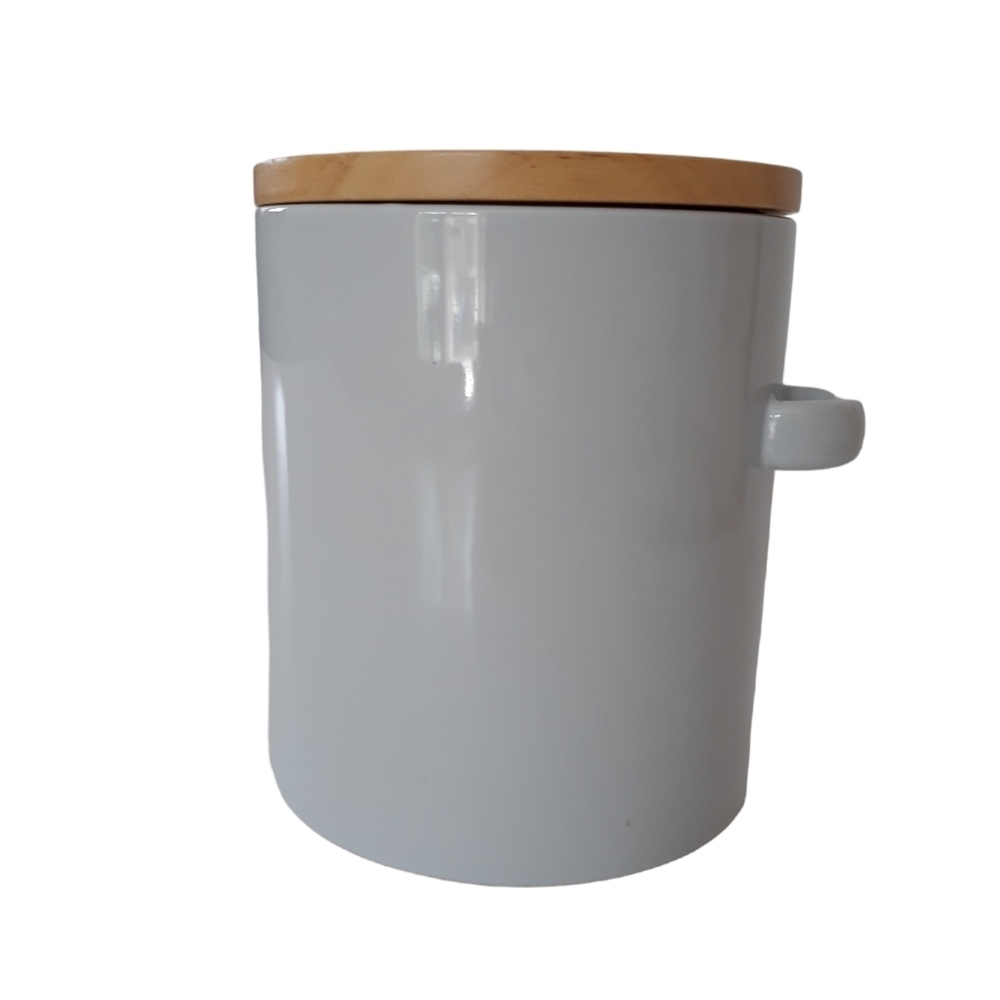 Crate & Barrel Aspen White Ceramic Size Medium Coffee Canister